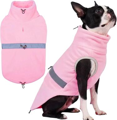 Тепла флісова жилетка для собак 5-в-1 з отвором для повідка, рожева, XXX-Large. Підходить для Cocker Spaniel та інших середніх порід. З регульованими застібками та світловідбиваючими смугами.