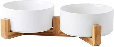 Керамічна миска для собак та котів 2 шт. з підставкою з бамбука, 600 мл, антиковзна, для годування, миска для тварин