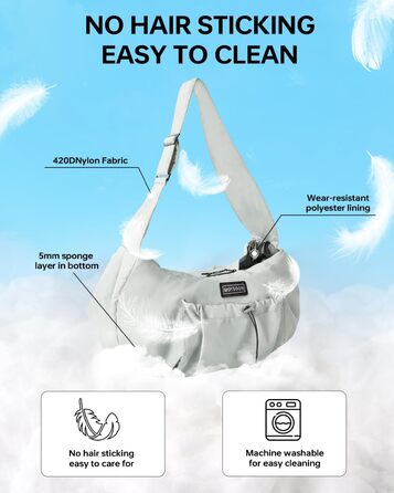 Сумка-переноска для собак та котів, широкі підплічники, регульована, ергономічна, сіра, до 5,4 кг