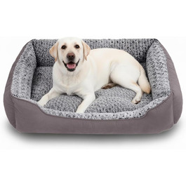 Софа для собак XL, сіра, миюча, з м'якого плюшу, протиковзна, для великих собак (105 x 85 см)