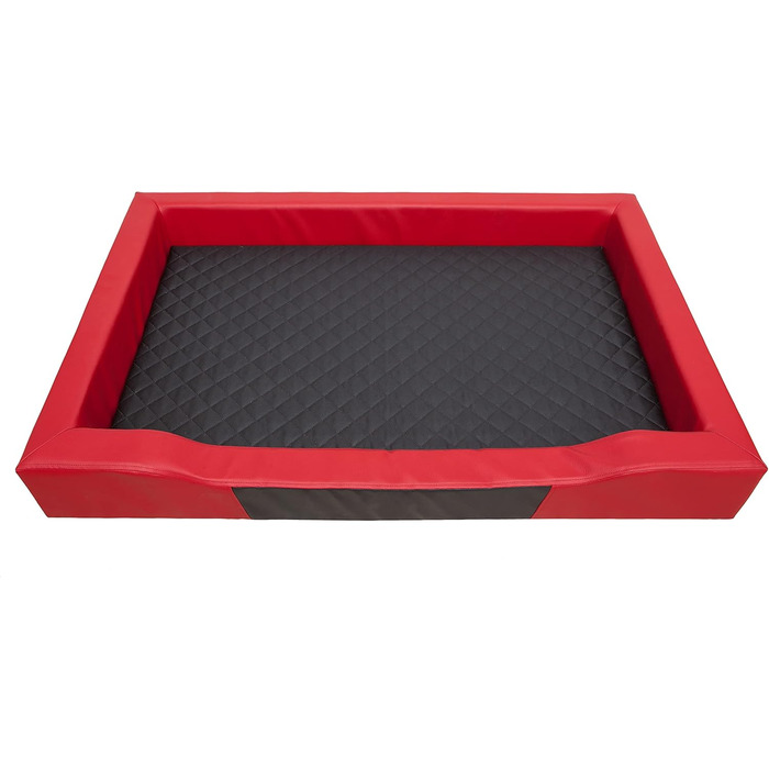 Крісло-ліжко для собак XL, 93x62 см, червоне екошкіра, чорна матрацна поверхня