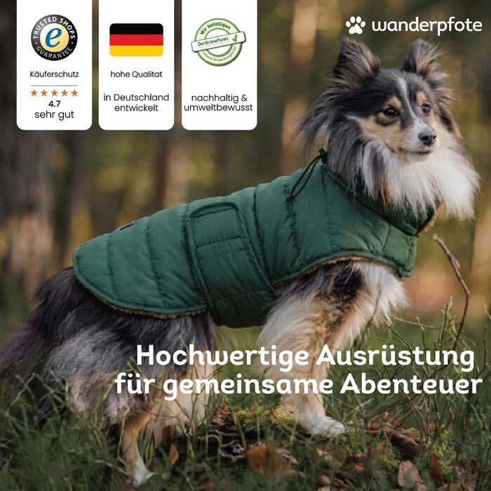 Зимовий теплий одяг для собак: двосторонній теплий одяг з пуховим дизайном, теплий одяг з Sherpa, сучасна куртка для собак, зимовий одяг для собак (зелений/бежевий, 65)