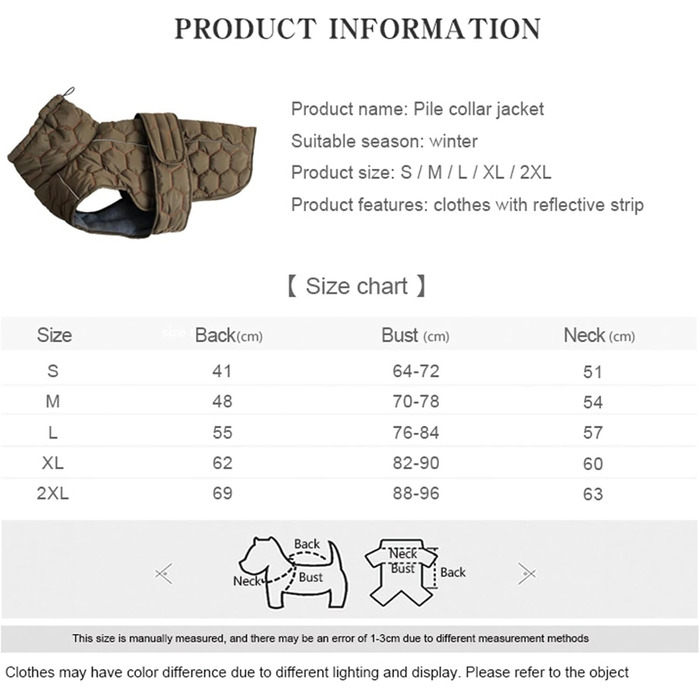 Зимовий одяг для собак середніх розмірів: тепла куртка з флісовою підкладкою, відбивачі та регульована посадка, зелена, розмір M