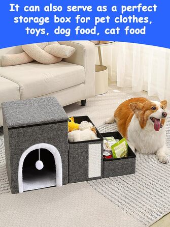 Сходинки для собак маленьких порід, 43 см, 3 сходинки, складаються, з которачкою, протиковзке покриття, до 50 кг, сірі