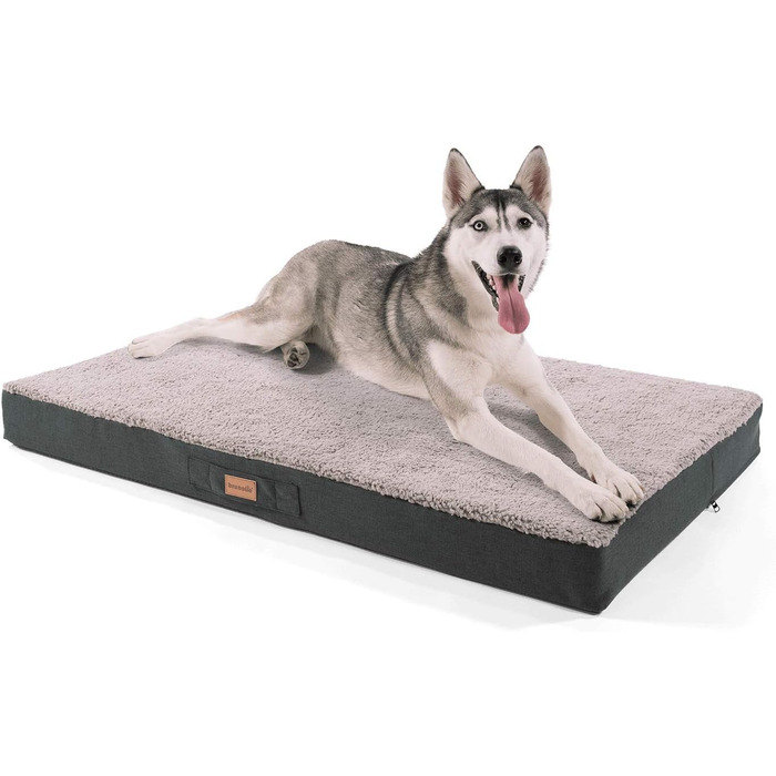 Ортопедичне ліжко для собак Balu, XXL (120x100 см), коричневе, з пам'яті ефекту, дихаюче, нековзне, знімний чохол