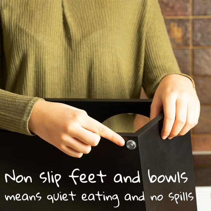 Підставка для корму для собак Pawfect Pets, 17.8 см, для середніх собак, 4 миски з нержавіючої сталі (чорна)