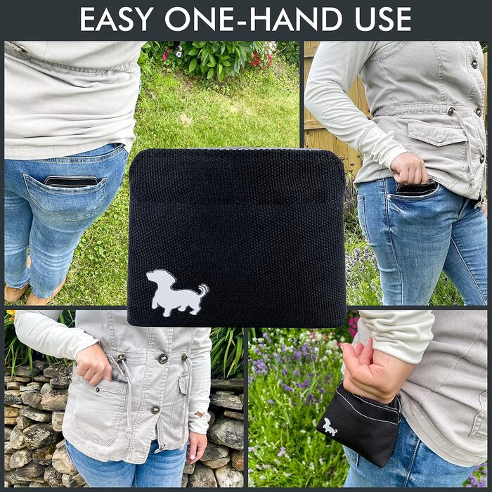 Сумка для ласощів Swaggly Leckerlibeutel – для дресирування собак, маленьких собак, з магнітною застібкою, чорна з червоною (сірою) внутрішньою стороною