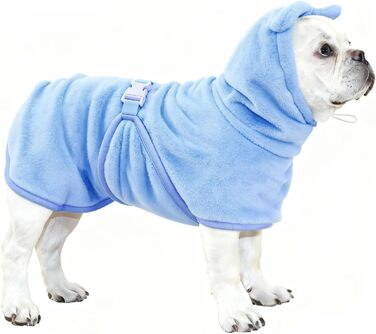 Рушник для собак Mosucoirl, халат для домашніх тварин з мікрофібри, швидковисихаючий, з капюшоном, бавовна (XS, блакитний)