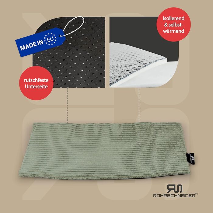 Кішка лежанка для вікна з підігрівом | М'яке ліжко для котів з нековзною підкладкою | Зроблено в ЄС | Розмір 2 (90 x 29 см) | Салвія