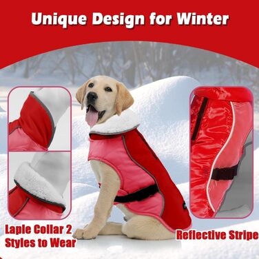 Зимова куртка для собак Emust, тепла та вітронепроникна, помаранчевого кольору, для середніх собак, розмір M