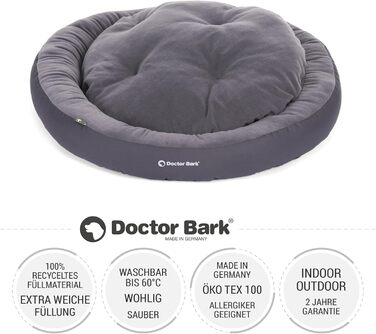 Кругле ліжко для собак середніх порід Doctor Bark GreenLabel, м'яке, плюшеве, з двостороннім подушкою Fleece/Baumwolle, колір кобальтовий (L - 70x60 см)