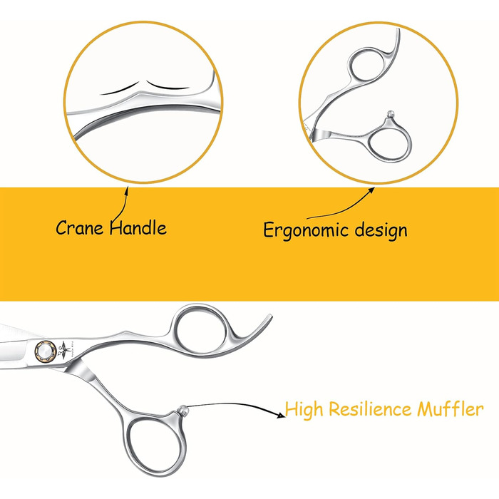 Професійні ножиці для стрижки волосся PURPLEBIRD 6 дюймів, 440C сталь, для жінок та чоловіків, прямі