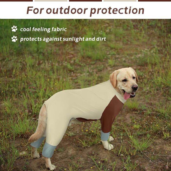 Піжама для собак Hjumarayan, еластичний комбінезон з блискавкою, повне покриття, довгі штанини, захист від бруду, прохолодний костюм-одяг для прогулянок та після операції, бежевий XL XL Beige