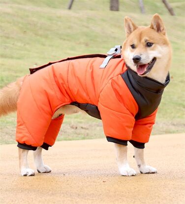 Теплий флісовий зимовий одяг для собак з отвором для шлейки, водонепроникна куртка для маленьких, середніх та великих собак (M, X-Large, Orange)