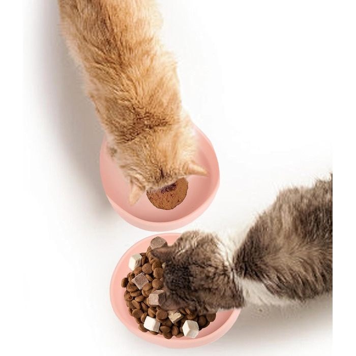 Набори мисок для котів та собак Bebeibon, силіконові, неслизькі, 330 мл, 2 шт. (Рожевий)