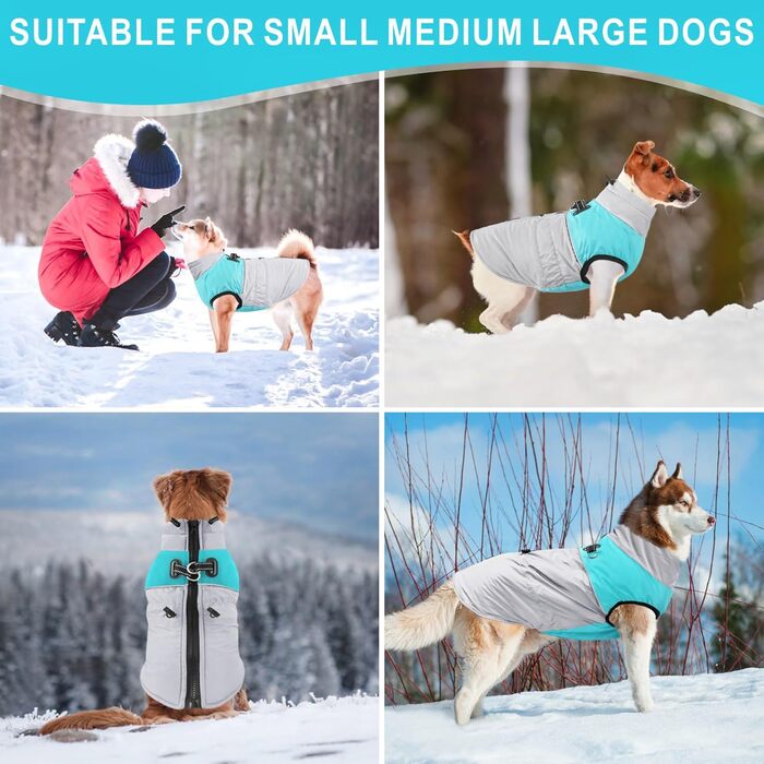 Водонепроникний зимовий одяг для собак, теплий флісовий костюм, жилет для собак з шлейкою (синій, 3XL)