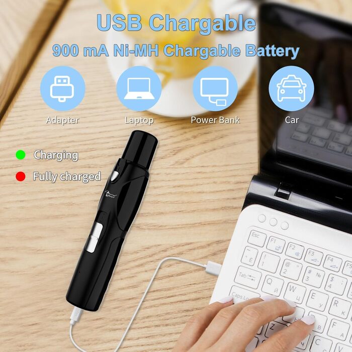 Електричний точило для когтів собак та котів з LED-підсвічуванням та 2 колесами. Безшумний точило для когтів з LED-підсвічуванням. Білий/Чорний.