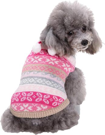 Пуловер для собак на Різдво: теплий в'язаний пуловер з принтом оленя, Санти та сніжинок для собак маленьких, середніх та великих порід, XXS-XXL