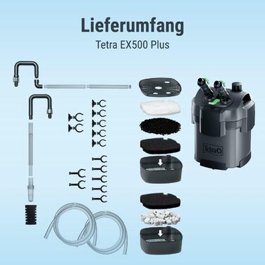Зовнішній фільтр Tetra EX 500 Plus для акваріумів до 100 л, потужний фільтр для кришталево чистої води