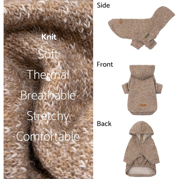 Світшот для собак Fitwarm, зимовий одяг для маленьких собак, хлопчиків та дівчаток, легкий, кашемір Хакі, розмір XXL