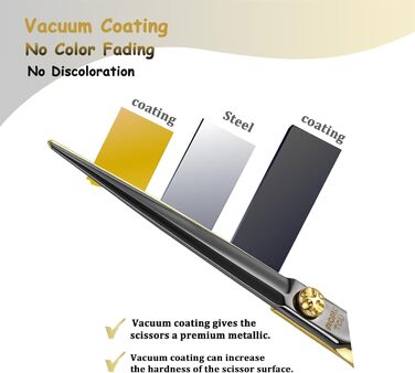 Професійна вигнута ножиця для грумінгу собак, японська сталь 440C, 19.1 см, чорний та золотий колір