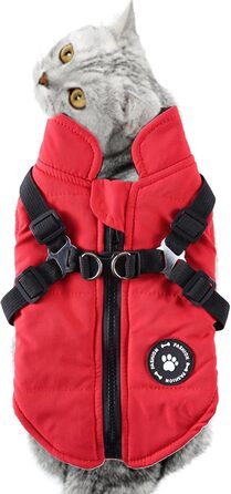 Зимовий теплий одяг для собак | Тепла жилетка для собак на блискавці та шлейці, зимовий теплий одяг, утеплена жилетка, одяг для цуценят, середніх та великих собак, червоний L