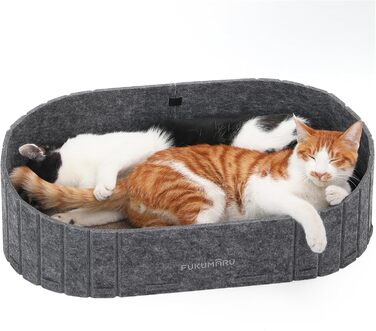 Кразборт для котів FUKUMARU, 61 см, крафтовий, у формі дивану, з круглими накладками, сірий