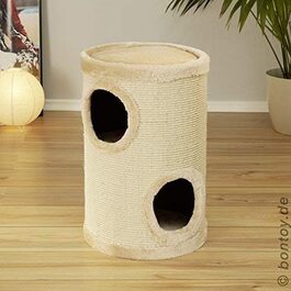 Драпальня для котів Bontoy Buddy, кремовий колір, 36 x 55 см, з м'яким лежанкою, 2 хованки