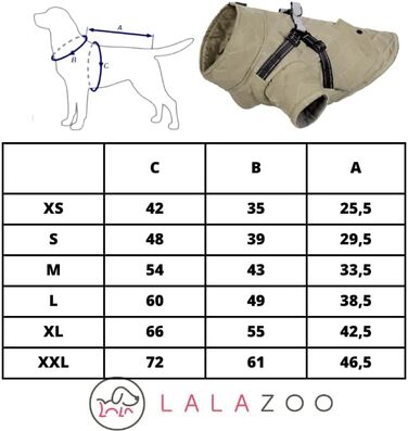 Теплий водонепроникний зимовий пуховик для собак Lalzoo LUVI 2-в-1 з інтегрованим нашийником – для маленьких та середніх собак, світлодіодна куртка, бежевий, розмір S