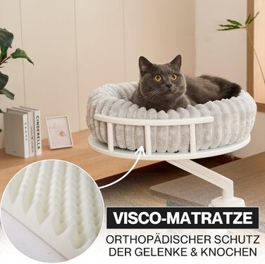 Кішка ліжко Noviclass® LEVI | Платформа для котів | Для столу та підвіконня | 2 ліжка | Cord-дизайн сірий | Міцне та сучасне