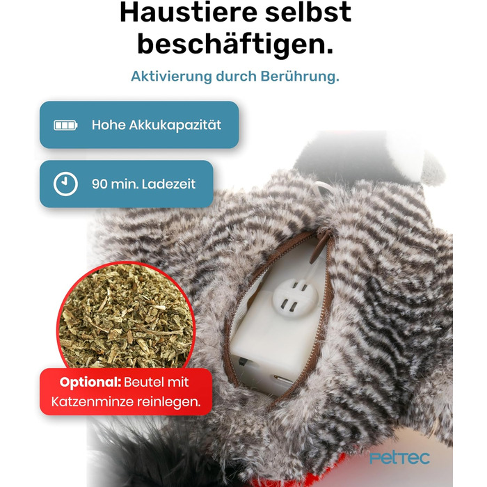 Інтерактивна іграшка для котів PetTec® з лазерним вказівником - автоматична, електрична, для зайнятості 24/7