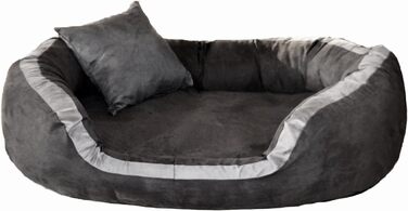 Ортопедичне ліжко для собак Tierlando® Pepper, ліжко-софа для собак, віскоеластична піна, XL, велюр, сірий, 110 см, MEGA DICK & WEICH