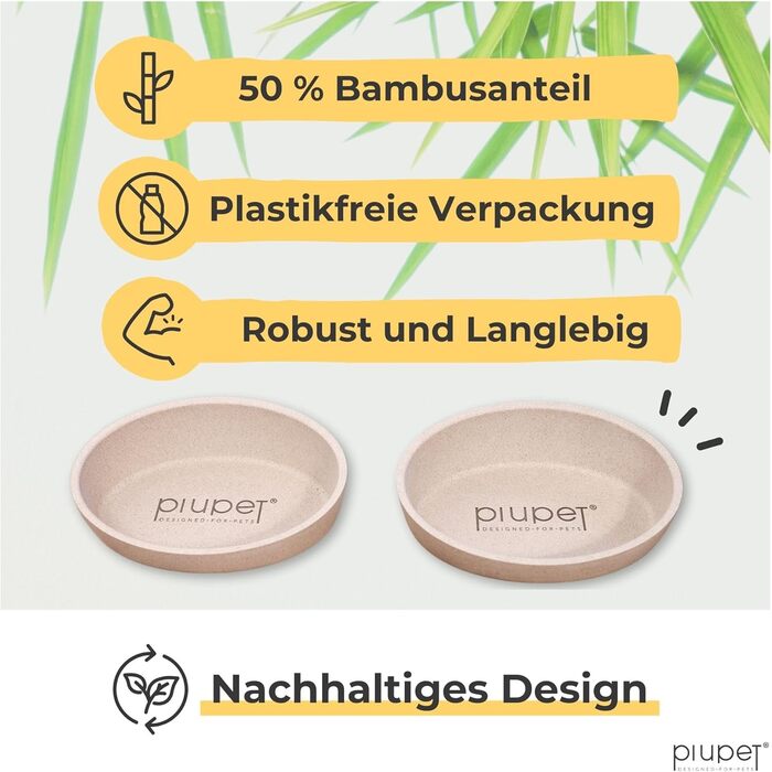 Набір мисок для котів PiuPet® 2 шт. | Миски для котів з неслизьким дном | Миски для корму котів, придатні для миття в посудомийній машині | Плоскі та широкі миски для котів 230 мл | Бежевий/Сірий