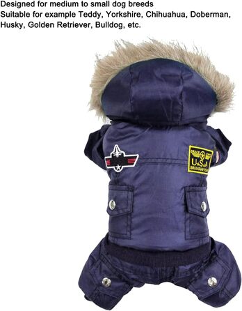 GLOGLOW Зимова куртка для собак, тепла куртка з капюшоном для маленьких собак (M), блакитна