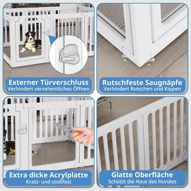 Клітка для цуценят FASNATI з акрилу, 60 см, прозора, для маленьких собак, 10 панелей, 150 x 100 x 60 см