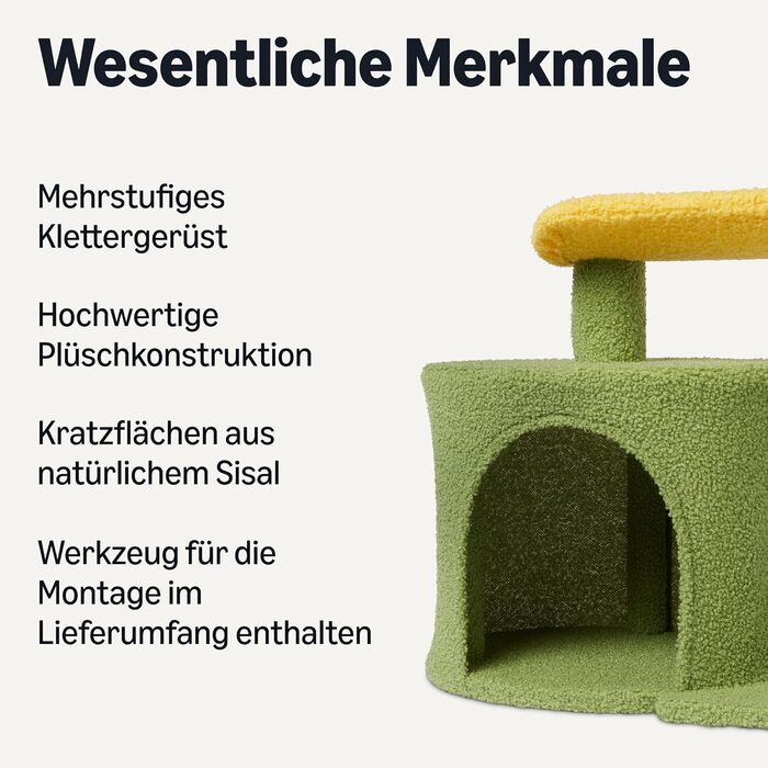 Кігтеточка-стовбур для котів Amazon Basics – кактус, багатоярусна, 78 см, зелена