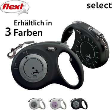 Flexi Select повідок для собак, чорний, 7 м, регулювання 0-7 м, до 25 кг
