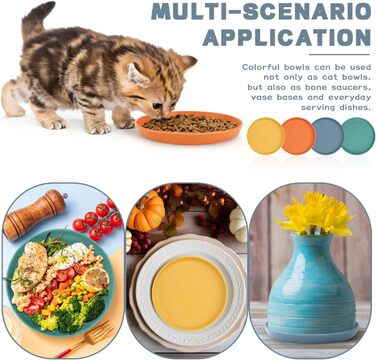 Набір мисок для котів GMMG (6 шт.) з кераміки, плоскі, для корму, миски для котів, миски для води