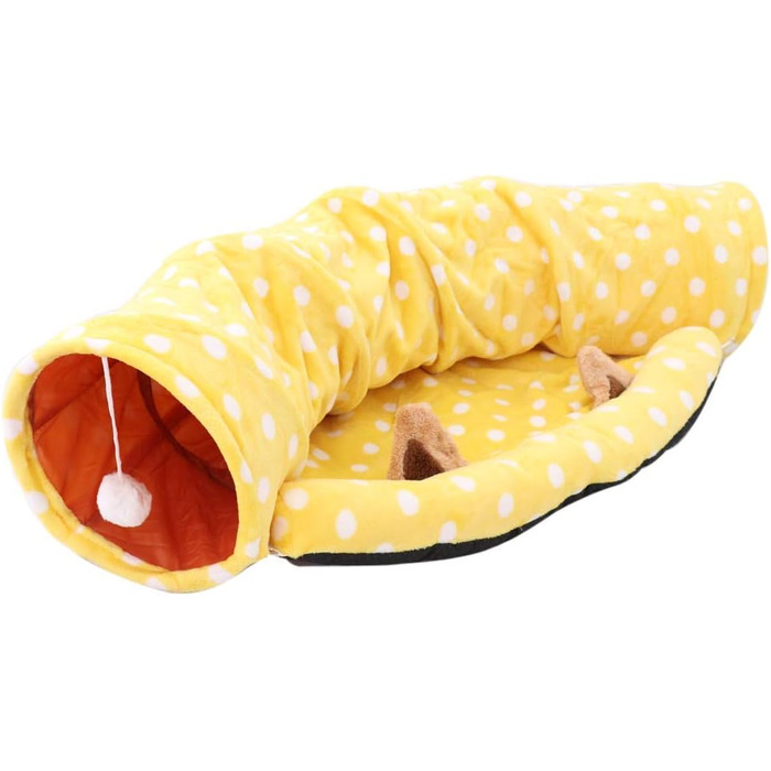 Туннель-ліжко для котів Tubayia, жовтий - іграшка-лежанка для домашніх тварин