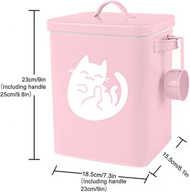 Металевий контейнер для корму для собак та котів з мірним стаканчиком, ложкою та іграшкою мишка, милий контейнер для зберігання корму для тварин