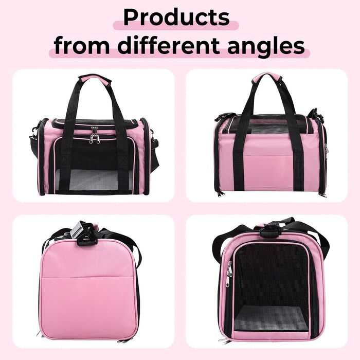 Транспортна переноска для кота та собаки до 5.5 кг, рожева, 40x25x25 см