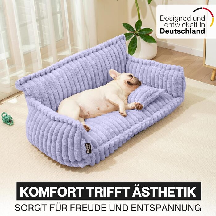 Софа для собак Chaffar | Ортопедичний лежак для собак | Сучасний стиль | Велюрова оббивка, фіолетовий, розмір L (100 см)