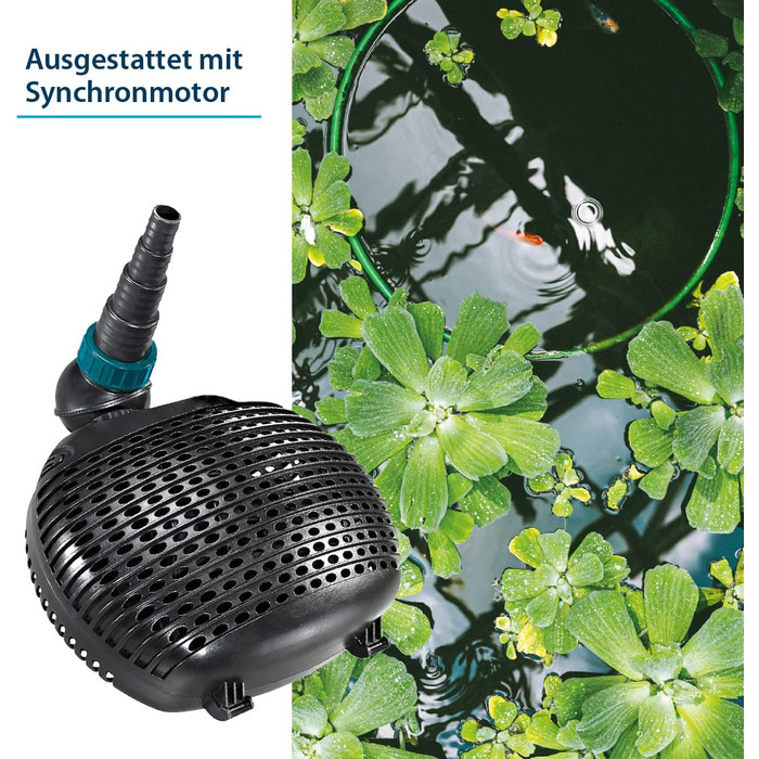 AquaForte EC 8000 фільтр-насос для ставка, 50 Вт, 8000 л/год, 4 м, кабель 10 м, для водоспадів, струмків, фонтанів