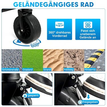 Візок для собак Snagle Paw з дверцятами та рампою, великий, розкладний, для собак середніх та великих порід, регульована ручка та гальма, 4 колеса для прогулянок, бігу, подорожей, до 90 кг (Чорний/Синій)