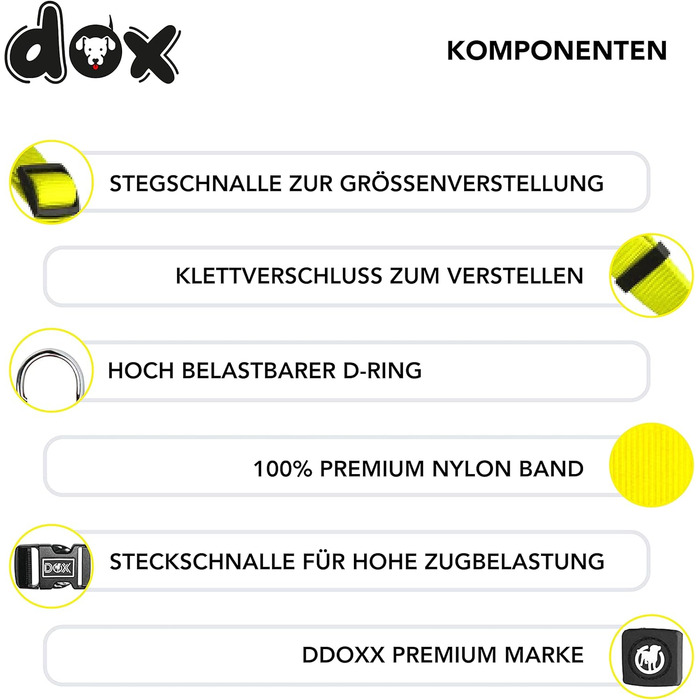 DDOXX Нейлонова шлейка для собак Step-In, регульована, для цуценят та дорослих, розмір XXS, жовта