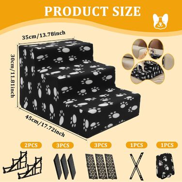 Сходинки для собак на 3 щабели, 30 см, знімний чохол, неслизькі. Підходять для собак та котів, маленьких та середніх порід.