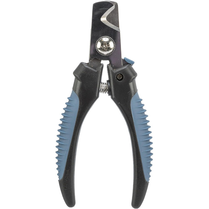 Ножиці для догляду за кігтями TRIXIE для собак, котів, дрібних тварин та птахів - безпечний замок - обмеження запобігає надмірному скороченню - нержавіюча сталь - гумова ручка - чорний/синій - 13 см - 2371