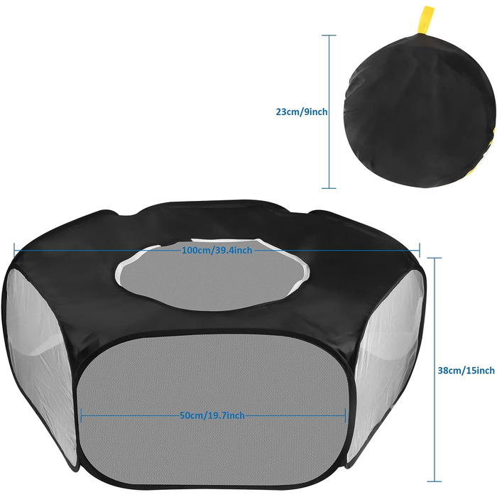 Клітка-ігровий майданчик для дрібних тварин, розкладний вольєр для кроликів, хом'яків, шиншил, кошенят та цуценят (чорний)