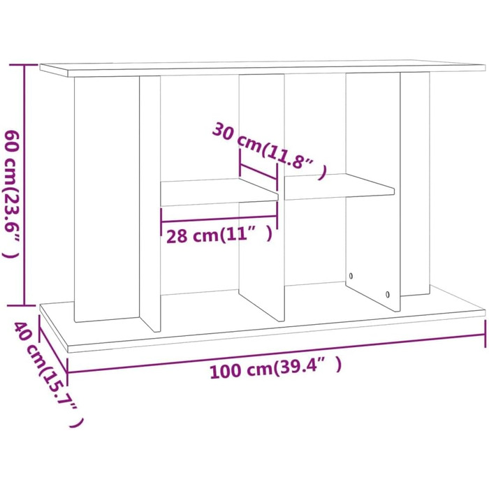 vidaXL підставка для акваріума, білий глянець, 100x40x60 см, ДСП