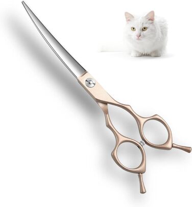 Професійна вигнута ножиця для собак 7 дюймів - ножиці для грумінгу з ергономічною ручкою, регульованим гвинтом, для собак, котів та інших тварин